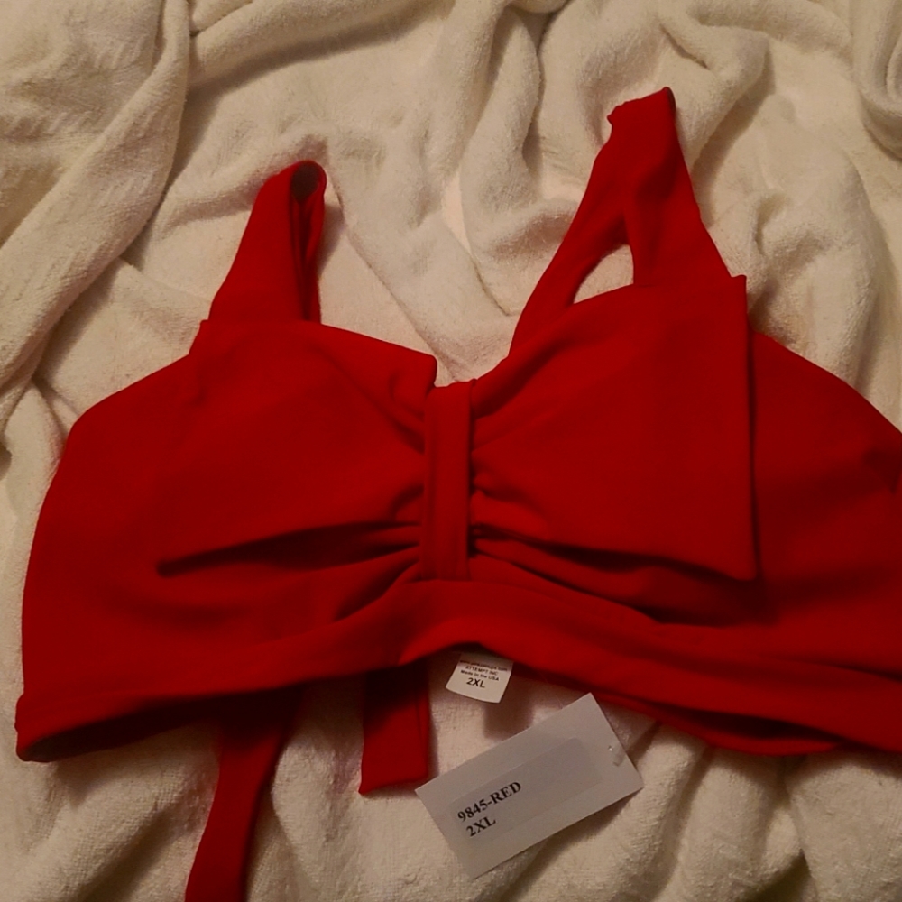 BNWT Red swim top with bow